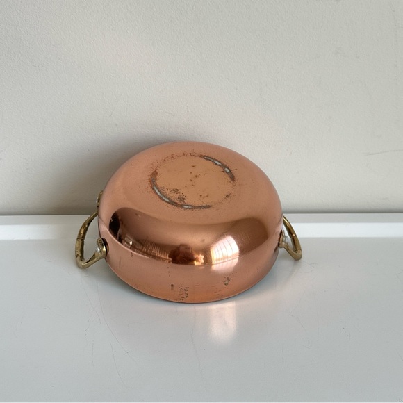 Copper Plated Stainless Steel Mini Serving Bowl Brass Handles Gibson Rembrandt - Picture 14 of 14